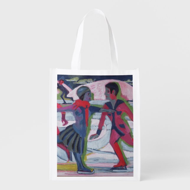 Ice Skaters Reusable Grocery Bag (Front)