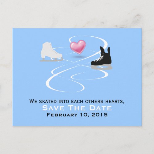 Ice Skaters Wedding Save The Date Post Card