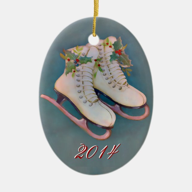 Ice Skates 2014 Ceramic Ornament (Front)