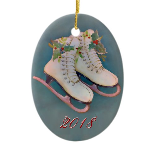 Ice Skates 2018 Ceramic Ornament
