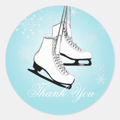 Ice Skates and Snowflakes Classic Round Sticker