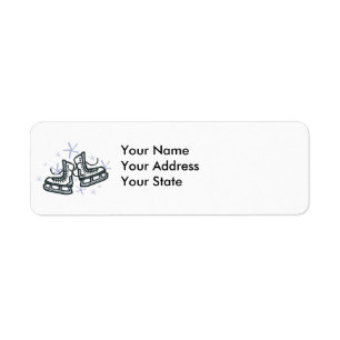 ice skates and snowflakes graphic label