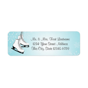 Ice Skates and Snowflakes Label
