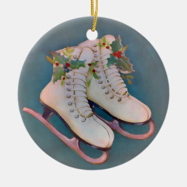 Ice Skates Ceramic Ornament (Front)