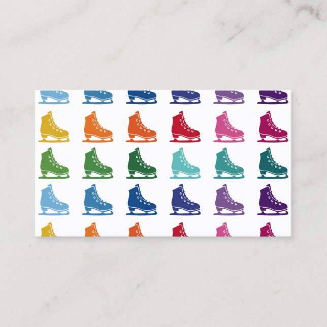 Ice Skates Colorful Fun Array Business Card (Front)