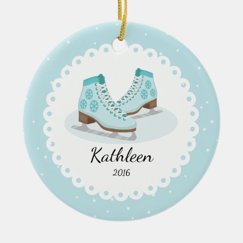 Ice Skates Dated Personalized Christmas Ornament