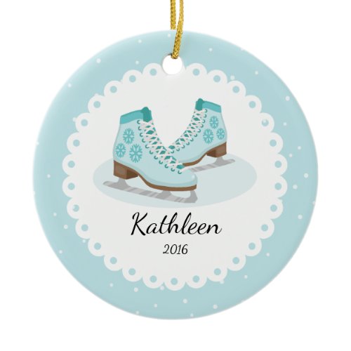 Ice Skates Dated Personalized Christmas Ornament