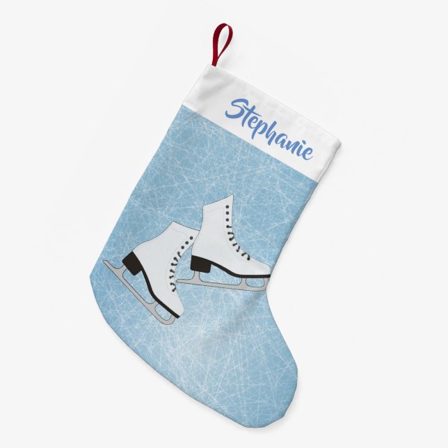 Ice Skates Design Christmas Stocking (Front (Hanging))