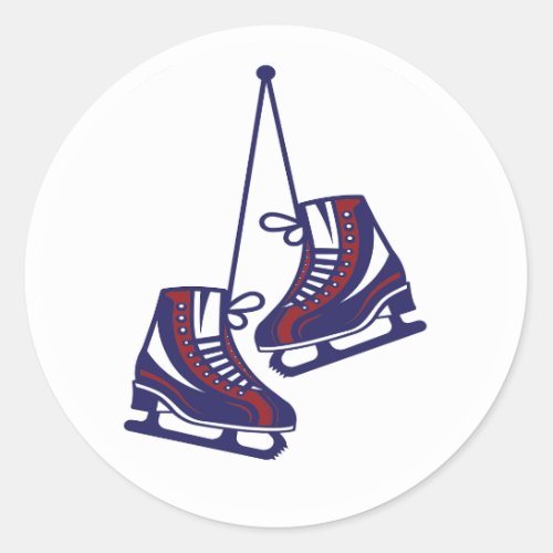 Ice Skates Hockey Skates Red Blue Classic Round Sticker