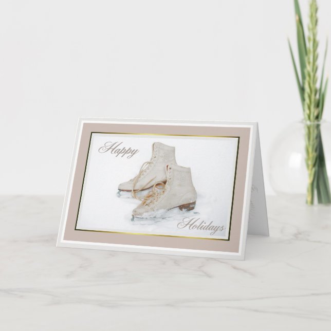 Ice skates holiday greeting card (Front)