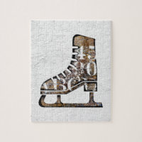 Ice Skates Jigsaw Puzzle - Mixed Media Art