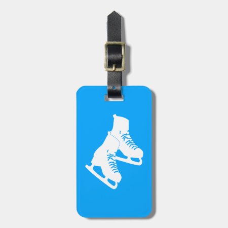Ice Skates Luggage Tag Blue