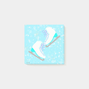 Ice Skates Pattern Cute Blue Figure Skating Post-it Notes