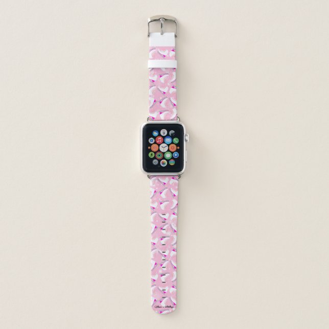 Ice Skates Pattern Pink Figure Skater's Apple Watch Band (Front)