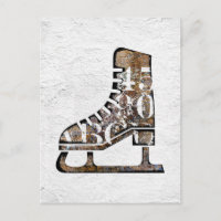 Ice Skates Postcard - Mixed Media Art