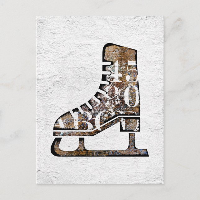 Ice Skates Postcard - Mixed Media Art (Front)