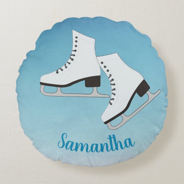 Ice Skates Round Pillow (Front)