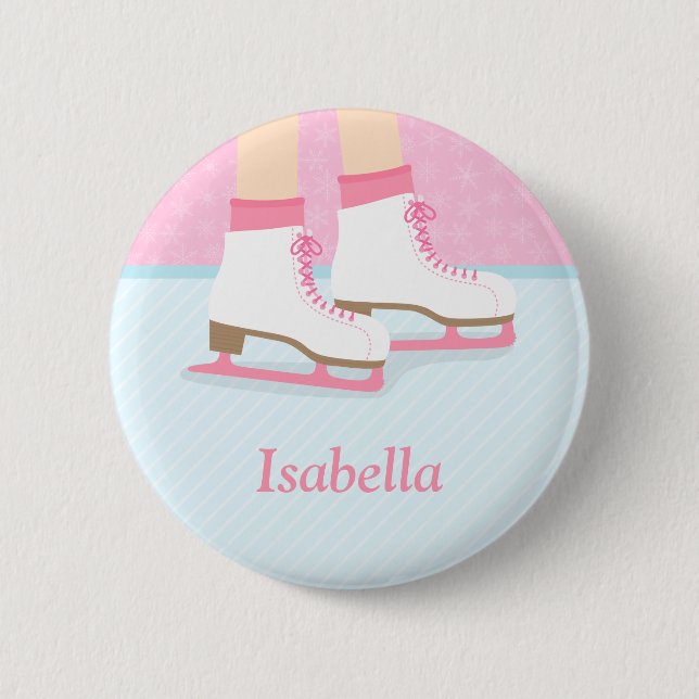 Ice Skates Skating Rink For Girls Pinback Button (Front)