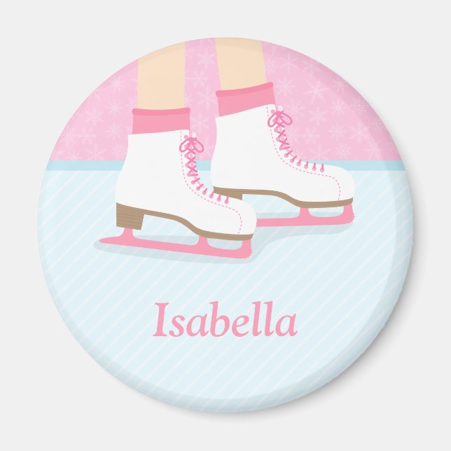 Ice Skates Skating Rink Girls Personalized Magnet (Front)