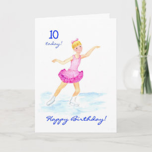 Ice-skating 10th Birthday Card for a Girl