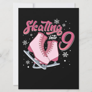 Ice Skating 9th Birthday Girl 9 Years Old Card