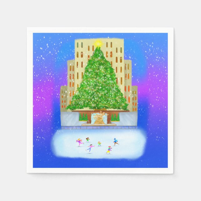 Ice Skating At Rockefeller Center Napkins (Front)