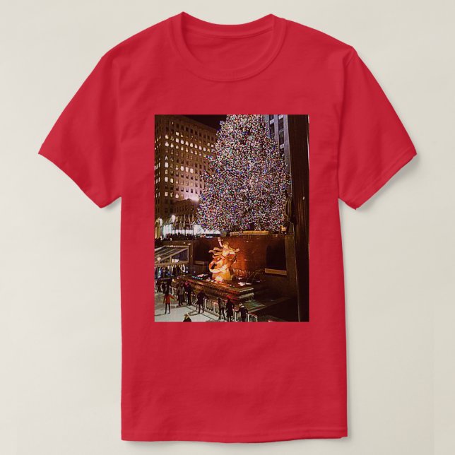 Ice Skating at Rockefeller Center NYC NY T-Shirt (Design Front)