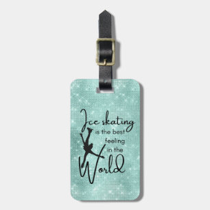 Ice Skating bag tag turquoise sparkle Best feeling
