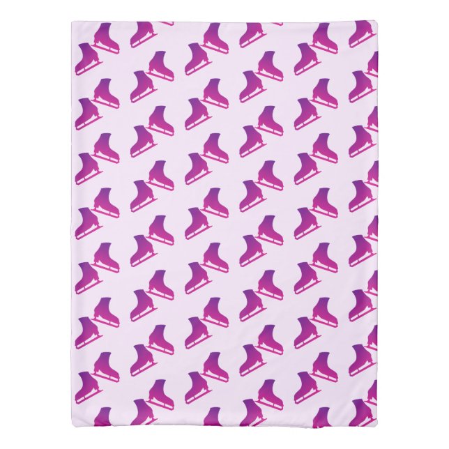 Ice skating bedding ice skate pattern purple pink duvet cover (Back)