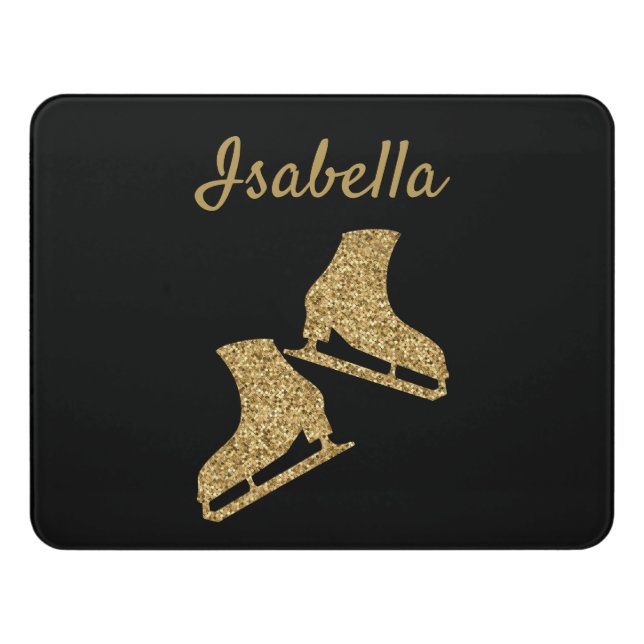 Ice skating bedroom sign figure skate gold (Contemporary Front)