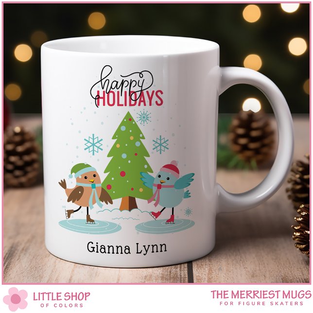 Ice Skating Birds Personalized Christmas Coffee Mug (Creator Uploaded)
