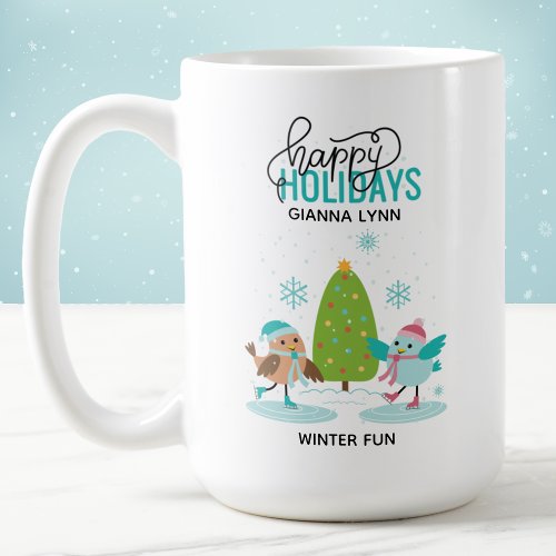 Ice Skating Birds Winter Sports Personalized Coffee Mug