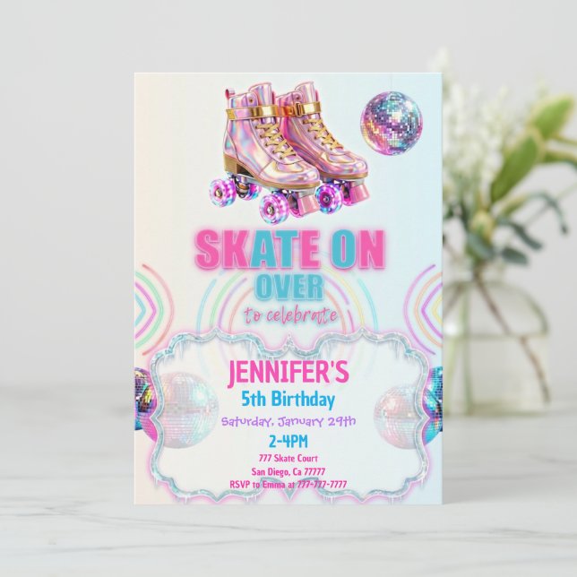 Ice Skating Birthday Invitation (Standing Front)