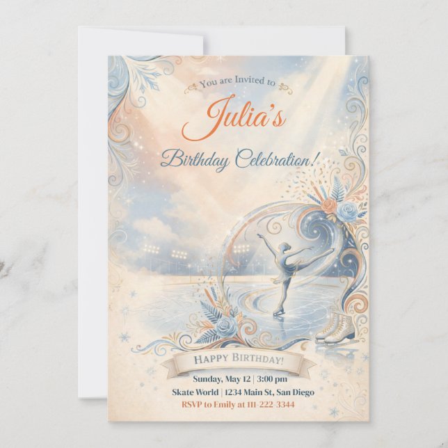 Ice Skating Birthday Invitation |  (Front)