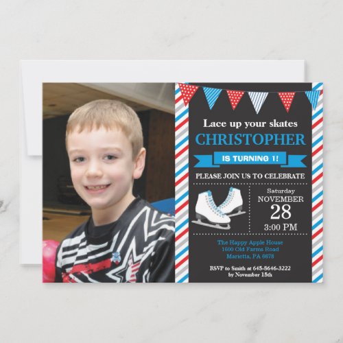 Ice Skating Birthday Invitation 1st Birthday Party