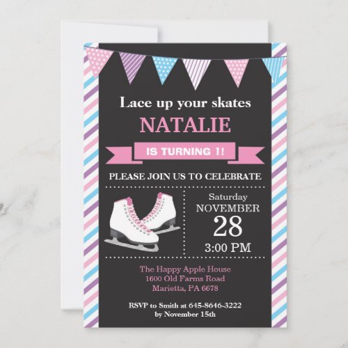 Ice Skating Birthday Invitation 1st Birthday Party
