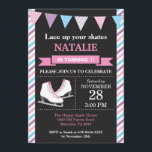 Ice Skating Birthday Invitation 1st Birthday Party<br><div class="desc">Ice Skating Birthday Invitation 1st Birthday Party. Girl Birthday Party Invite. Ice Skating Sport Themed Birthday Bash. Pink Blue Purple Gray and White Stripes Chalkboard Background. 1st First Birthday. 1st 2nd 3rd 4th 5th 6th 7th 8th 9th 10th 11th 12th 13th 14th `5th, Any Age. Printable Digital. For further customization,...</div>