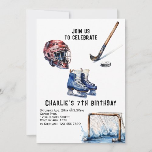 Ice Skating Birthday Invitation _ Ice Hockey Party