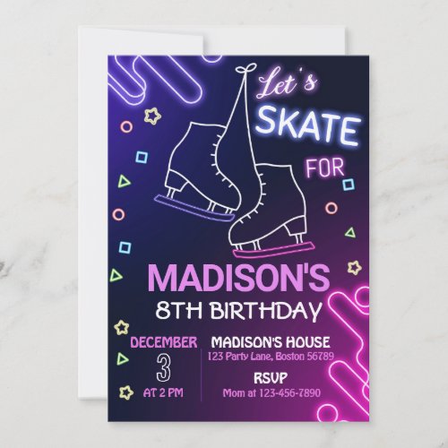 Ice Skating Birthday Invitation Ice Skate Invite