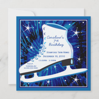 Ice Skating Birthday Invitation in Blue