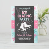 Ice Skating Birthday Invitation Skate Winter Pink (Standing Front)