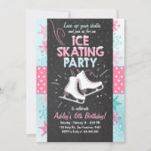 Ice Skating Birthday Invitation Skate Winter Pink (Front)