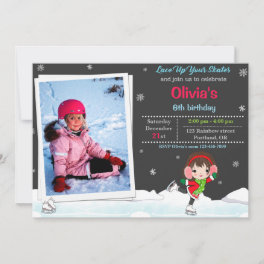Ice skating birthday invitation Winter invitation