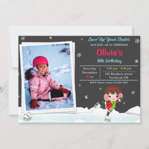 Ice skating birthday invitation Winter invitation