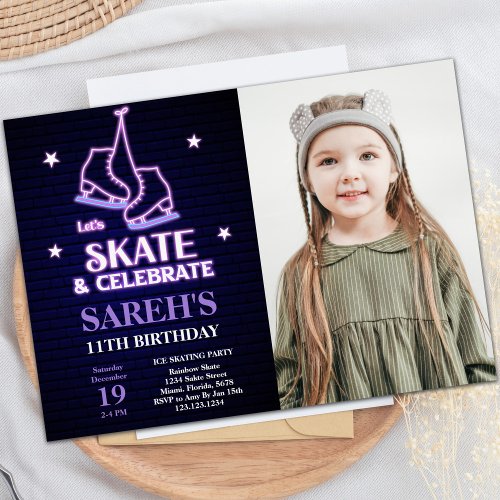 Ice Skating Birthday Invitations with photo