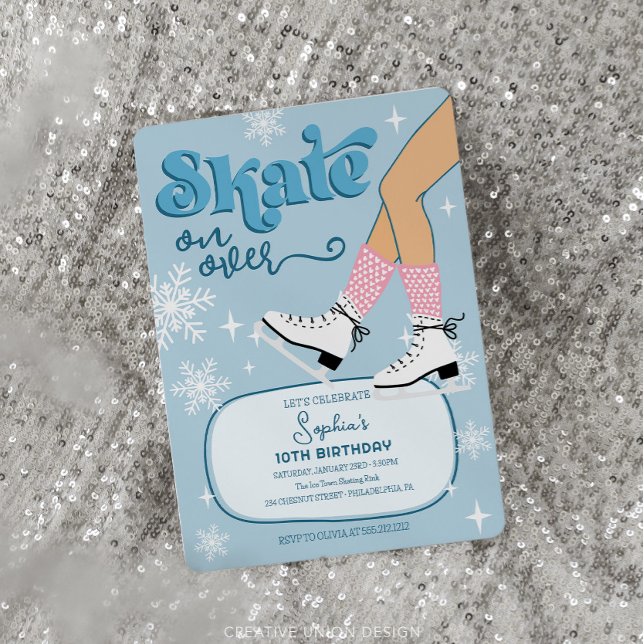 Ice Skating Birthday Invite Winter Skate Party (Creator Uploaded)