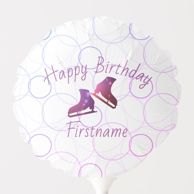 Ice skating birthday party balloon (girl) (Front)
