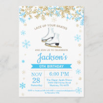 Ice Skating Birthday Party Blue Skate Invitation