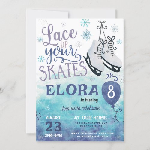 Ice Skating Birthday Party Boy Girl Invitation