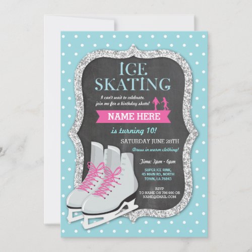 Ice Skating Birthday Party Chalk Skate Invite